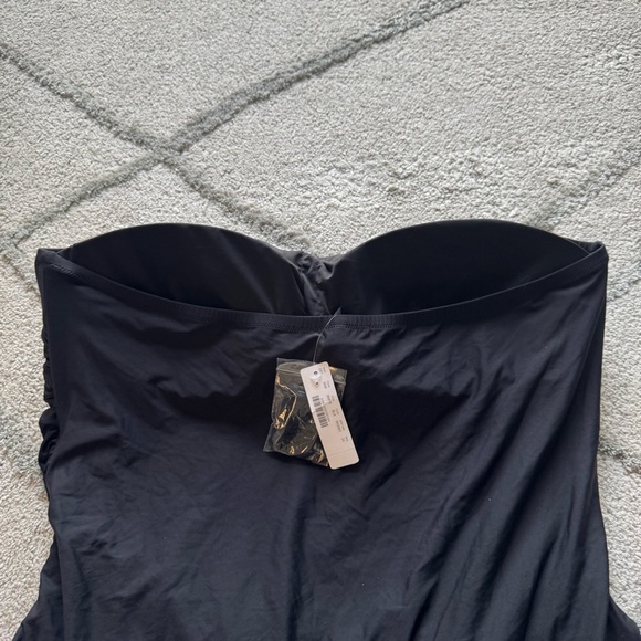 J. Crew One Piece Swimsuit bathing suit Black Ruched Bandeau strapless halter 24 - Picture 11 of 11